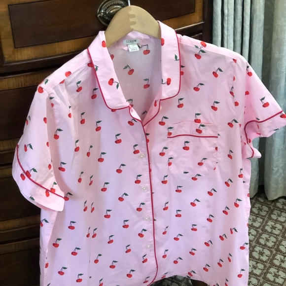 J.CREW CHERRY PAJAMA TOP XXL *BRAND NEW* 🍒 - Picture 2 of 2
